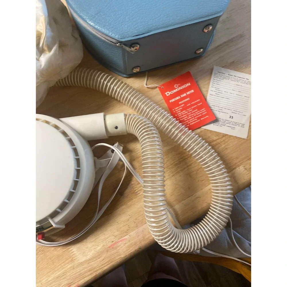 Vintage 60s Dominion Portable Hair Dryer with Case Pin Curls Roller Sets